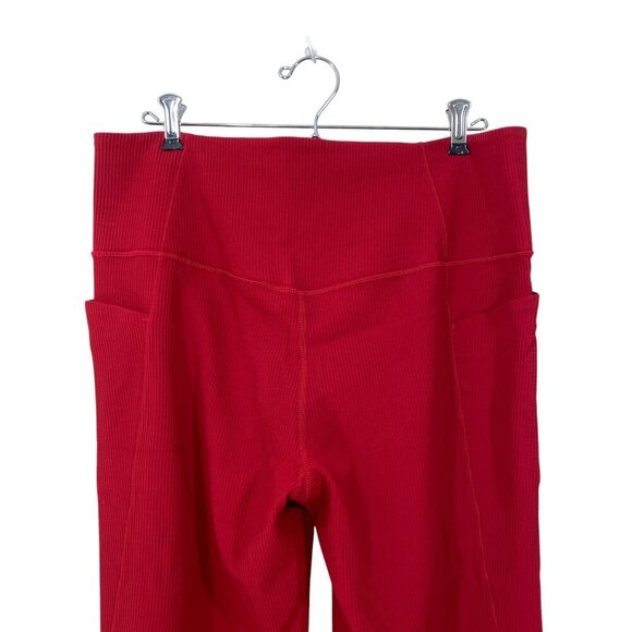 ATHLETA Salutation Stash Rib Flare Pants  Side Pockets Red Size XL Yoga Active - Picture 4 of 6